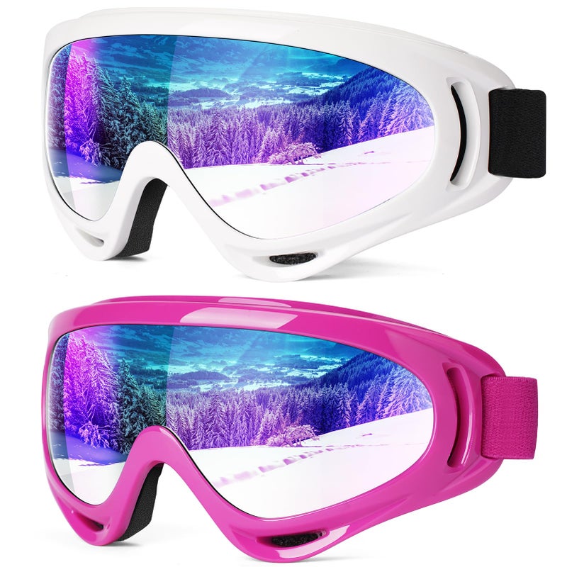 Braylin 2-Pack Snow Ski Goggles, Snowboard Goggles for Men, Women, Youth, Kids, Boys or Girls, Snowmobile Goggles - Image 1