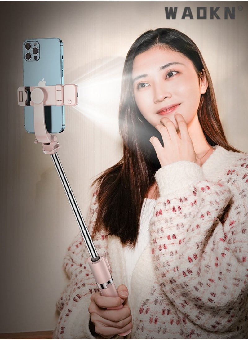 WAOKN Gimbal Stabilizer for Smartphone Extendable Selfie Stick Tripod with Wireless Remote Gimbal Stabilizer with Auto-Balance Phone Holder for All Cell Phone, 360° Rotation Tripod with Wireless Remote Pink  - Image 5