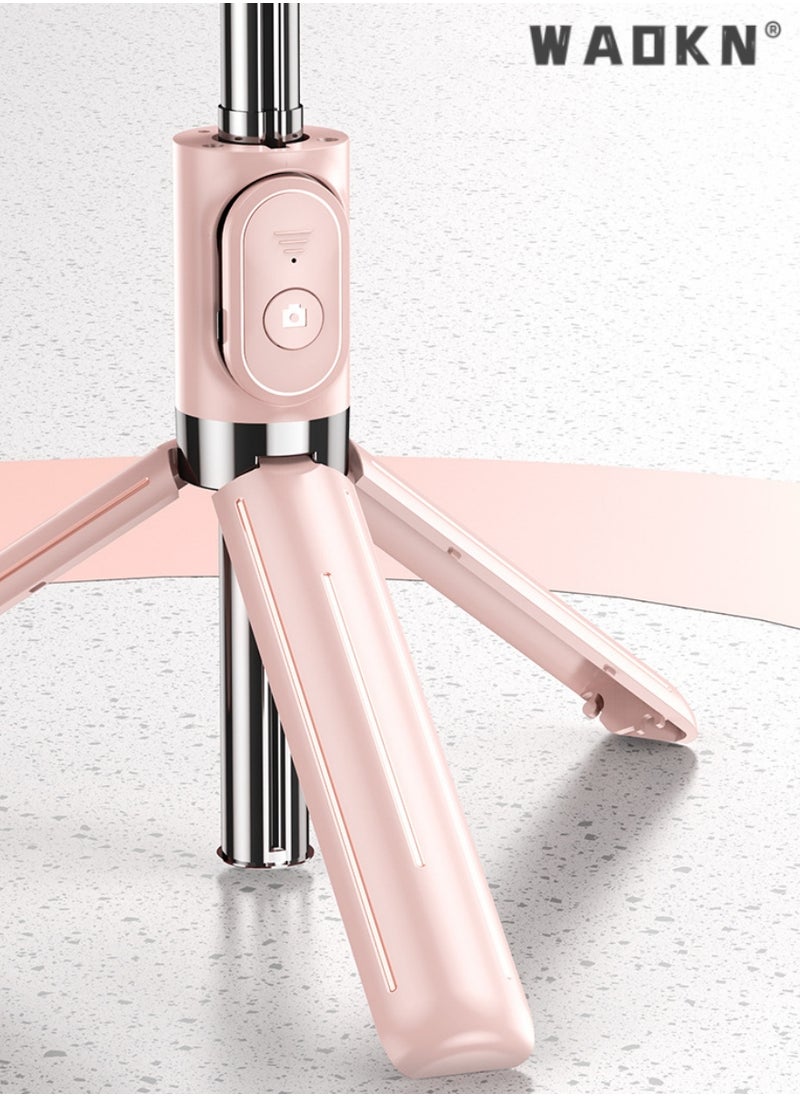 WAOKN Gimbal Stabilizer for Smartphone Extendable Selfie Stick Tripod with Wireless Remote Gimbal Stabilizer with Auto-Balance Phone Holder for All Cell Phone, 360° Rotation Tripod with Wireless Remote Pink  - Image 2