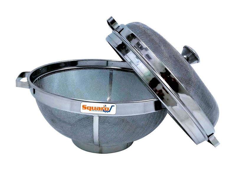 SQUARO High Grade 304 Stainless Steel Fruit Vegetable Basket with Cover Draining Strainer Kitchen Accessories for Home Lid Basket No11 Diameter 11 Inch - Image 4