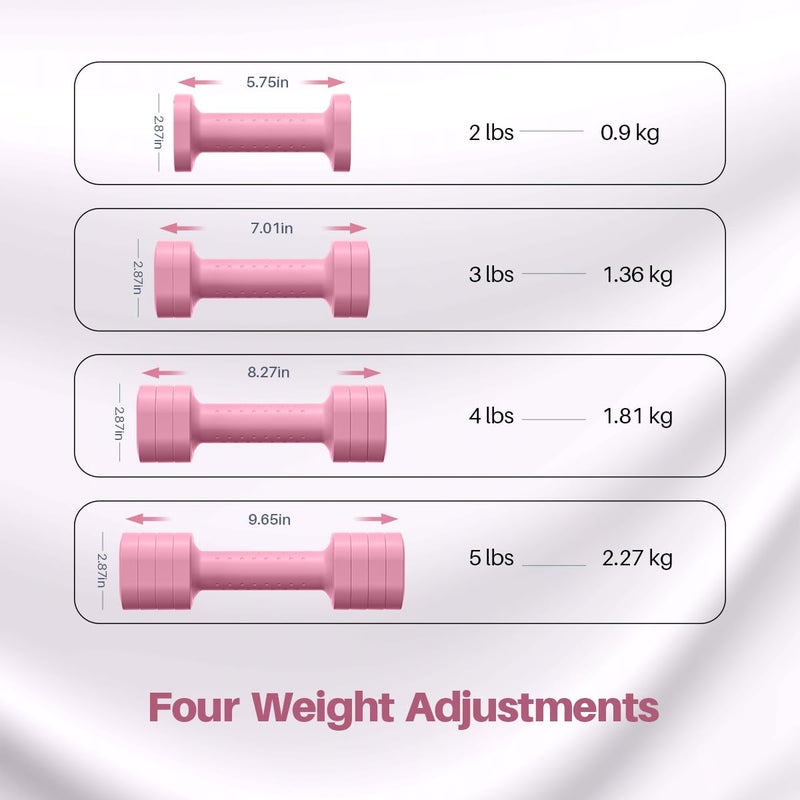 Zempox Adjustable Dumbbell Set of 2, 4 in 1 Free Weights Dumbbells Set for Women, Hand Weights for Women at Home, Each 2lb 3lb 4lb 5lb with TPU Soft Rubber Handle for Home Gym Exercise Training - Image 3
