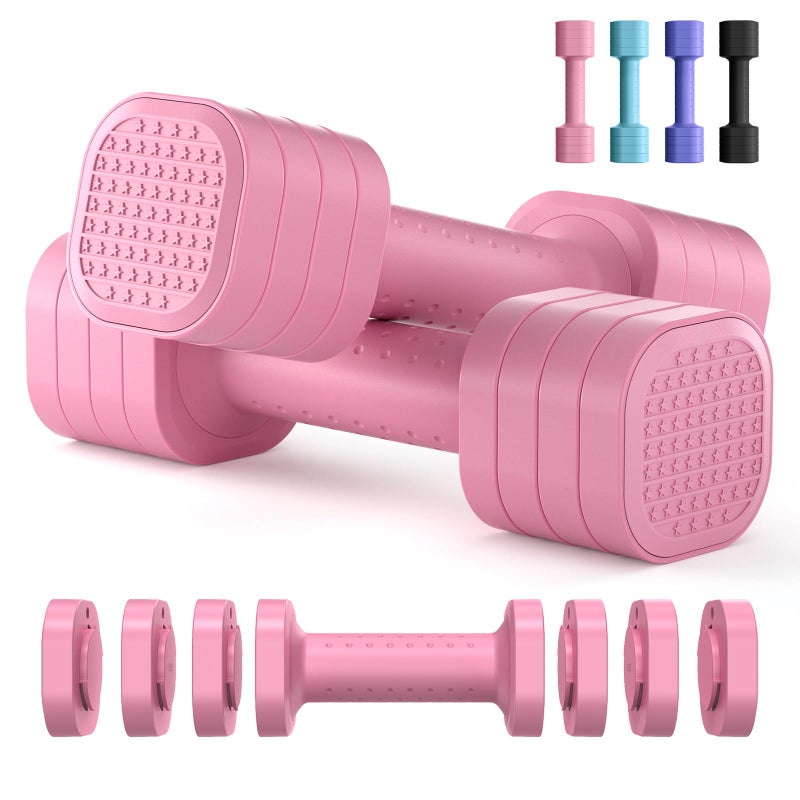 Zempox Adjustable Dumbbell Set of 2, 4 in 1 Free Weights Dumbbells Set for Women, Hand Weights for Women at Home, Each 2lb 3lb 4lb 5lb with TPU Soft Rubber Handle for Home Gym Exercise Training - Image 1