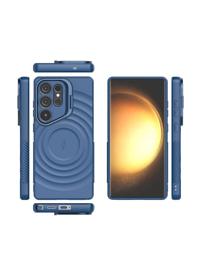 cas:pace Magnetic Phone Case for S25 Series, Anti-slip and Anti-drop Protective Case with Metal Lens Holder, Compatible with MagSafe - Blue + Two-layer Tempered Film - Image 2