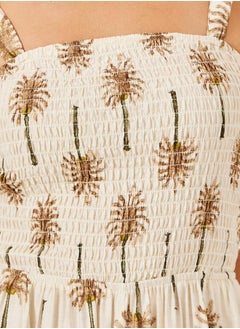 Styli Beige Palm Tree Print Wide Leg Jumpsuit  - Image 3