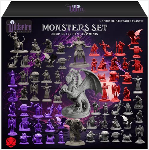 Wildspire Fantasy Monsters Bookish Dragon for DND Miniatures Unpainted Bulk 28mm32mm Dungeons Dragons Minis Pathfinder Figures Fantasy Unpainted Tabletop RPG Miniature Starter Set for DD - Image 1