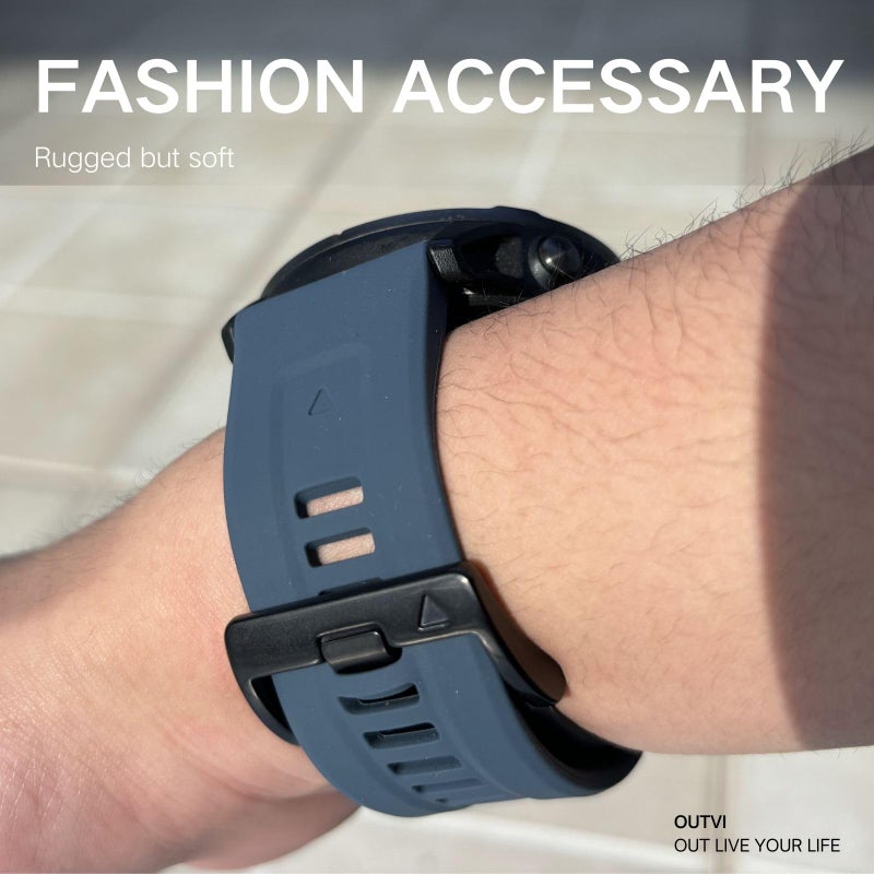 OUTVI 26 watch band compatible with garmin fenix 5x 6x Pro 7x 3 hr quick fit 26mm bands replacement for Epix Pro Gen 2 51mm Enduro 2 Descent Mk1 Mk2 Mk2i Mk3i tactix soft silicone men women Dark Blue - Image 5