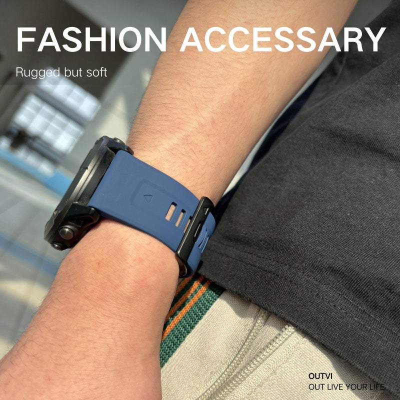 OUTVI 26 watch band compatible with garmin fenix 5x 6x Pro 7x 3 hr quick fit 26mm bands replacement for Epix Pro Gen 2 51mm Enduro 2 Descent Mk1 Mk2 Mk2i Mk3i tactix soft silicone men women Dark Blue - Image 4