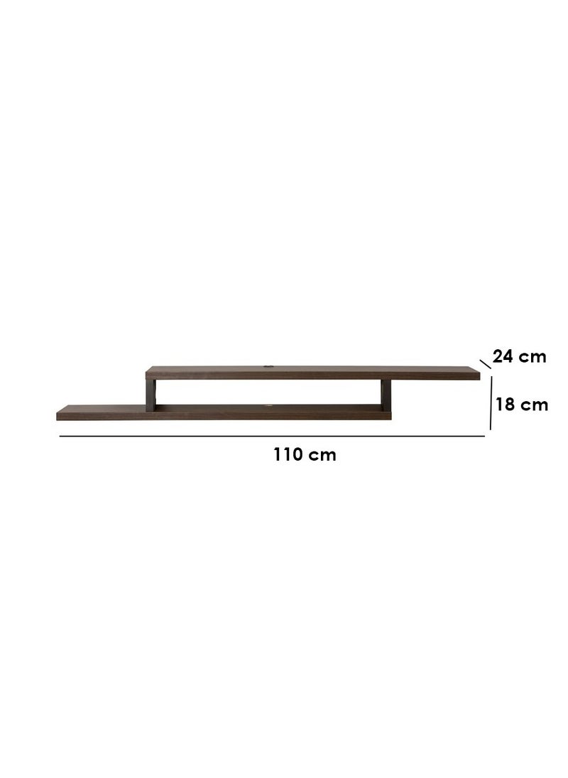 Gad Woods Gad Woods TV Unit MDF Wall Brown 110x24x18 cm - Modern Wooden TV Table  - Image 4