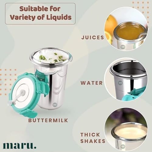 MARU Stainless Steel Tumbler 400ml with Lid, Reusable Straw & Cleaning Brush – Durable, Leakproof & Portable Sippy Cup – Ideal for Travel, Office & Home (Green) - Image 3