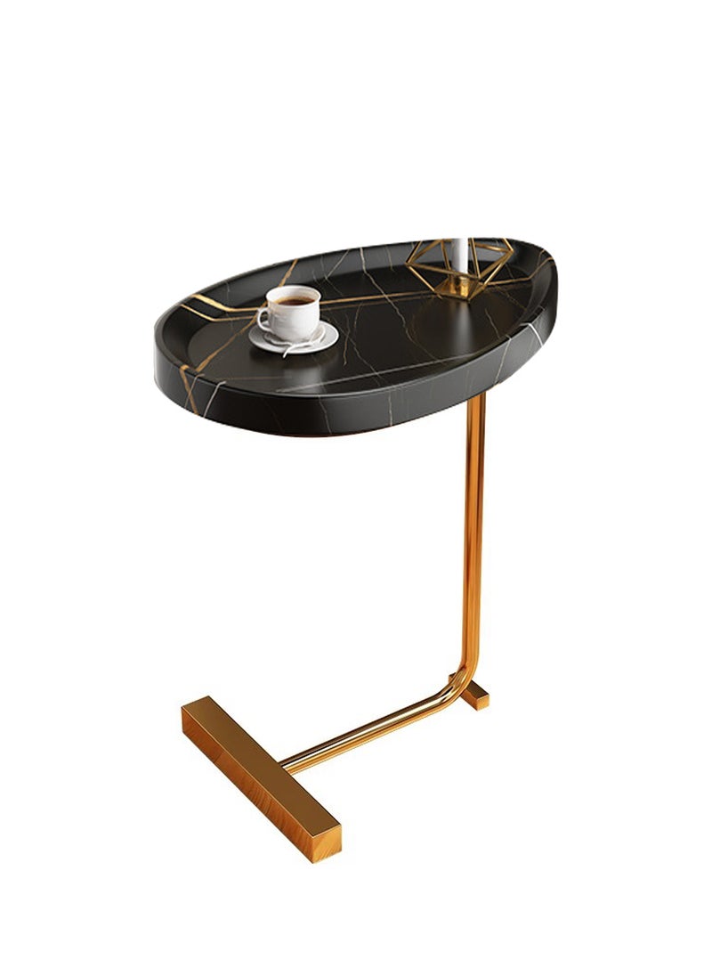 Sharpdo Simple Living Room Creative Marble Texture C-Shaped Side Table Bedside Movable Coffee Table 30*45*70CM - Image 1