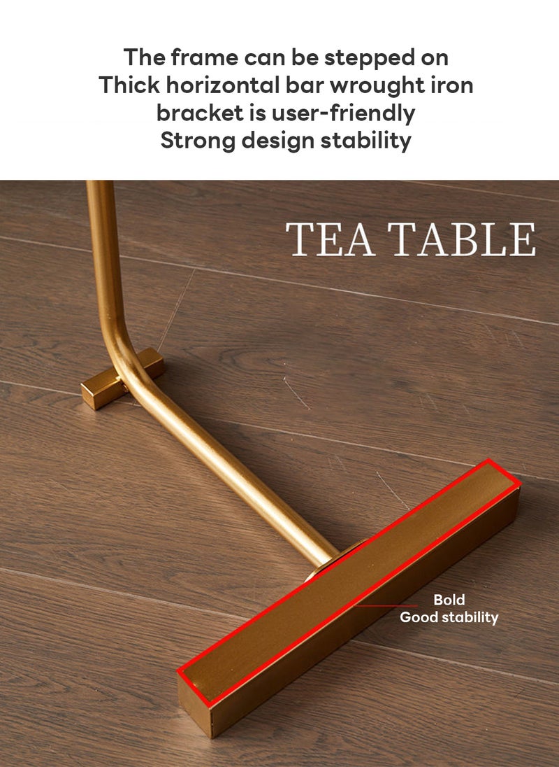 Sharpdo Simple Living Room Creative Marble Texture C-Shaped Side Table Bedside Movable Coffee Table 30*45*70CM - Image 4