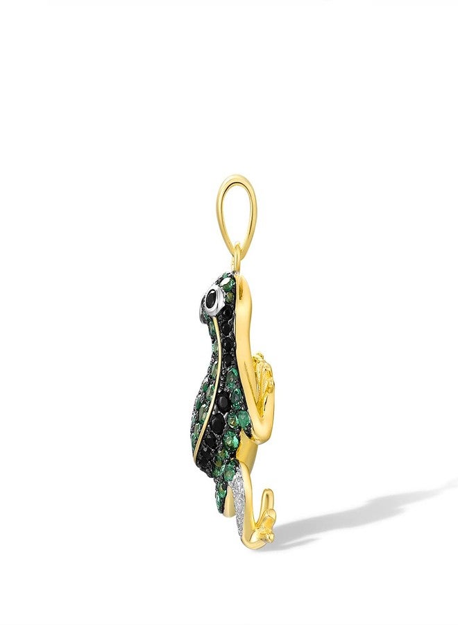 Santuzza 925 Sterling Silver Frog Pendant Gold Plated Green Spinel Cute Summer Animal Pendant for Women and Girls - Image 2