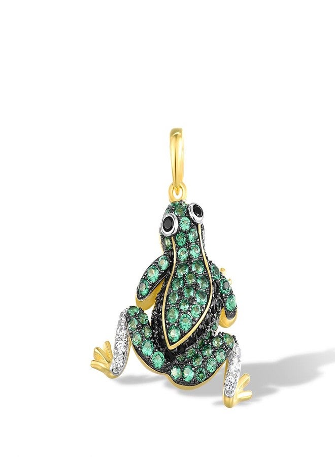 Santuzza 925 Sterling Silver Frog Pendant Gold Plated Green Spinel Cute Summer Animal Pendant for Women and Girls - Image 1