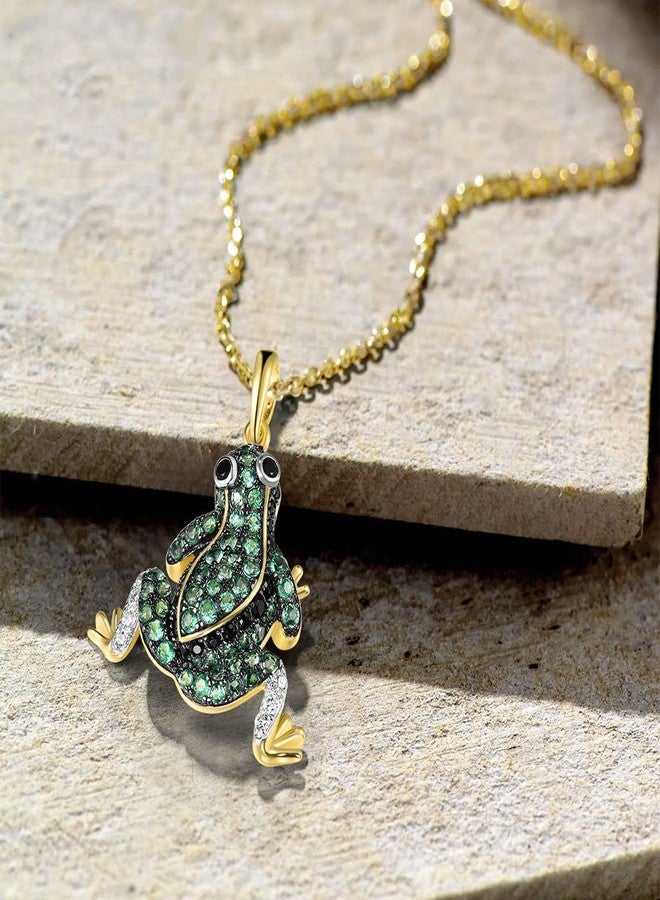 Santuzza 925 Sterling Silver Frog Pendant Gold Plated Green Spinel Cute Summer Animal Pendant for Women and Girls - Image 3