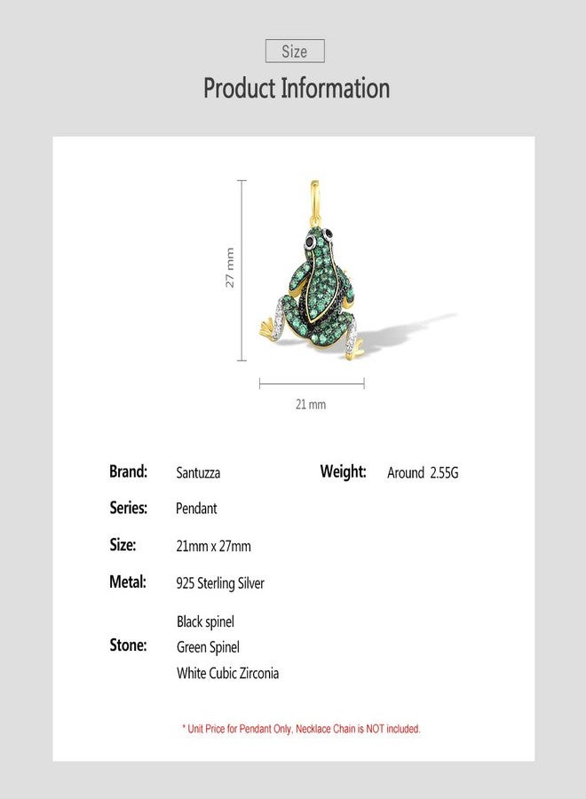 Santuzza 925 Sterling Silver Frog Pendant Gold Plated Green Spinel Cute Summer Animal Pendant for Women and Girls - Image 4