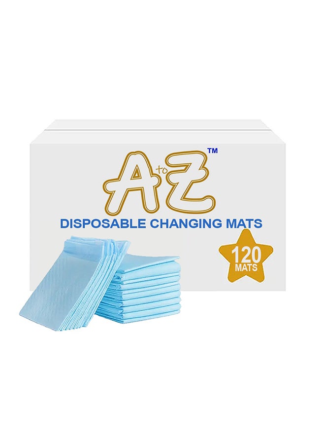 A to Z - Disposable Changing Mat size (45cm x 60cm) Large- Premium Quality for Baby Soft Ultra Absorbent Waterproof - Pack of 120 - Blue - Image 1