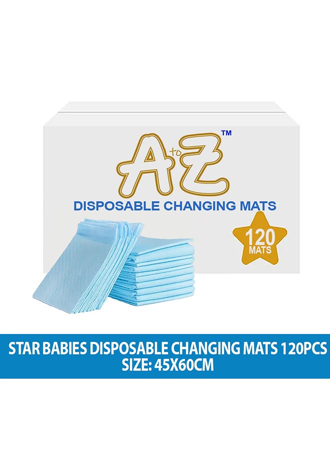 A to Z - Disposable Changing Mat size (45cm x 60cm) Large- Premium Quality for Baby Soft Ultra Absorbent Waterproof - Pack of 120 - Blue - Image 2