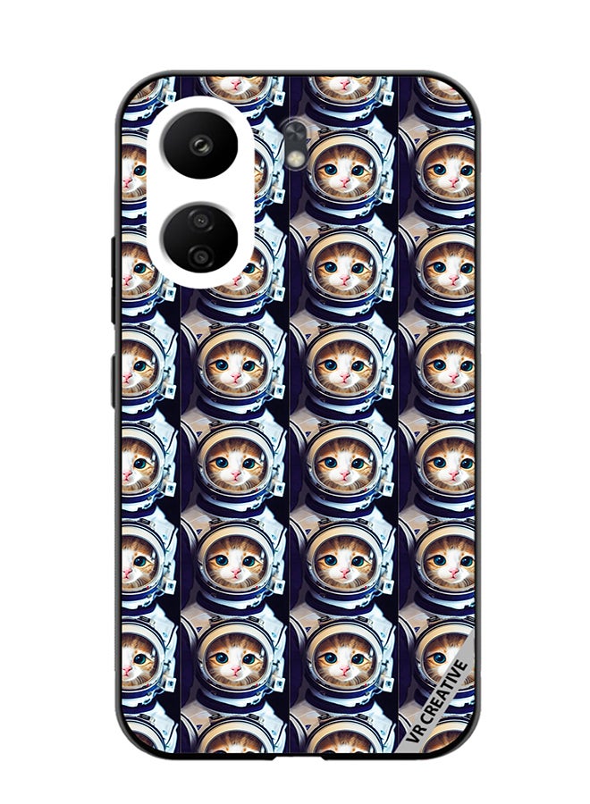 VR CREATIVE Protective Case Cover For Xiaomi Redmi 13C Cat Face Inside Astronauts Helmet Pattern Design Multicolour - Image 1