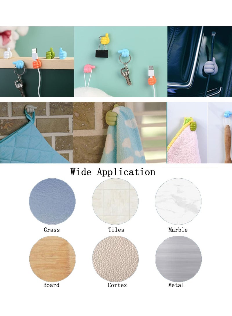 KASTWAVE Thumb Wall Hooks for Hanging, 12 Pcs Creative Silicone Self Adhesive Thumb Cable Organizer Clips, Multifunction Nails-Free Finger Adhesive Hooks for Kitchen Living Room Bedroom - Image 4