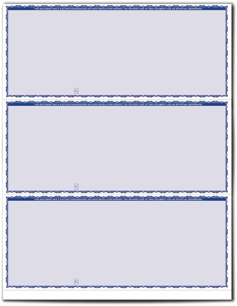 VersaCheck Secure Checks - 750 Blank Business Checks - Blue Premium - 250 Sheets Form #3000-3 Per Sheet - Image 2