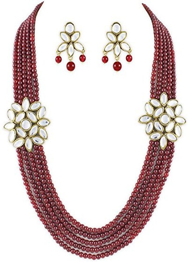 Shining Diva Stylish Kundan Necklace Jewellery Set For Women / Girls (Red)(7976s) - Image 2