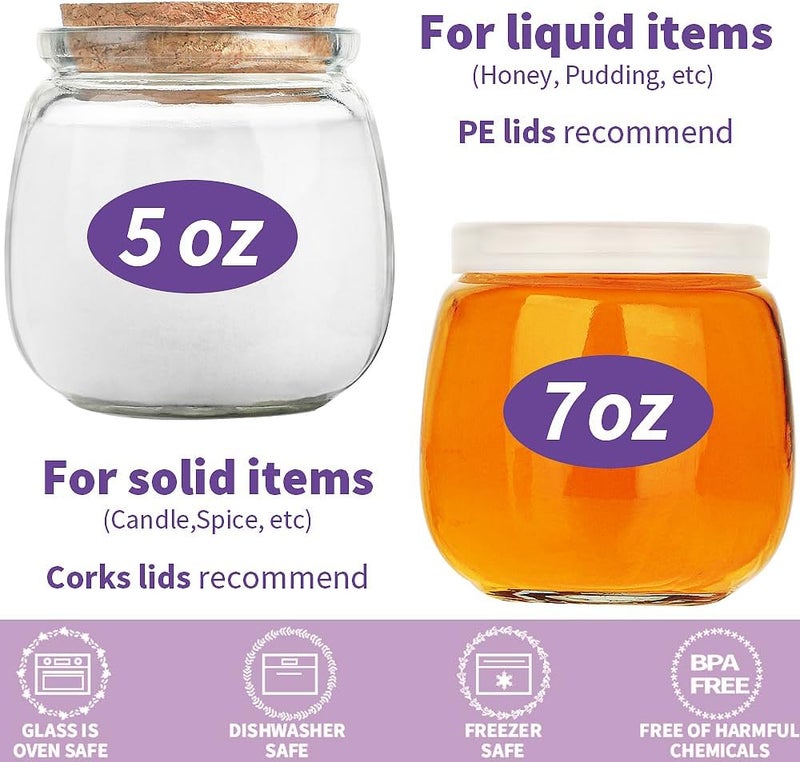 Syntic 40 Pack Small Glass Jars with Cork Lids, 7oz Empty Mason Jars for Making Candles, Yogurt Container with PE Lids for Wedding Favors, Baby Shower, Candy, Spices with Twine, Labels - Image 4