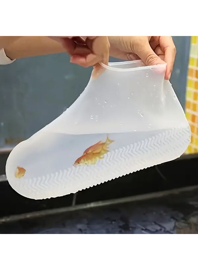 10 Pcs Rainproof Latex Shoe Covers White Snug Fit Non Slip Tear Resistant Thick Material For Construction Farm Work Laboratory Protection Travel Hiking - Image 1