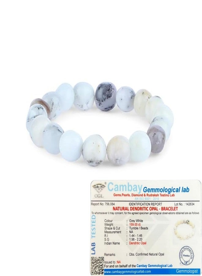 ARE - Aeora Rocks : Dendritic Opal Tumbled Bracelet for Manifestation, Meditation and Reiki Healing and Good Luck - For Men and Women (Tumble Size: 12-15 mm Approx) - Image 1