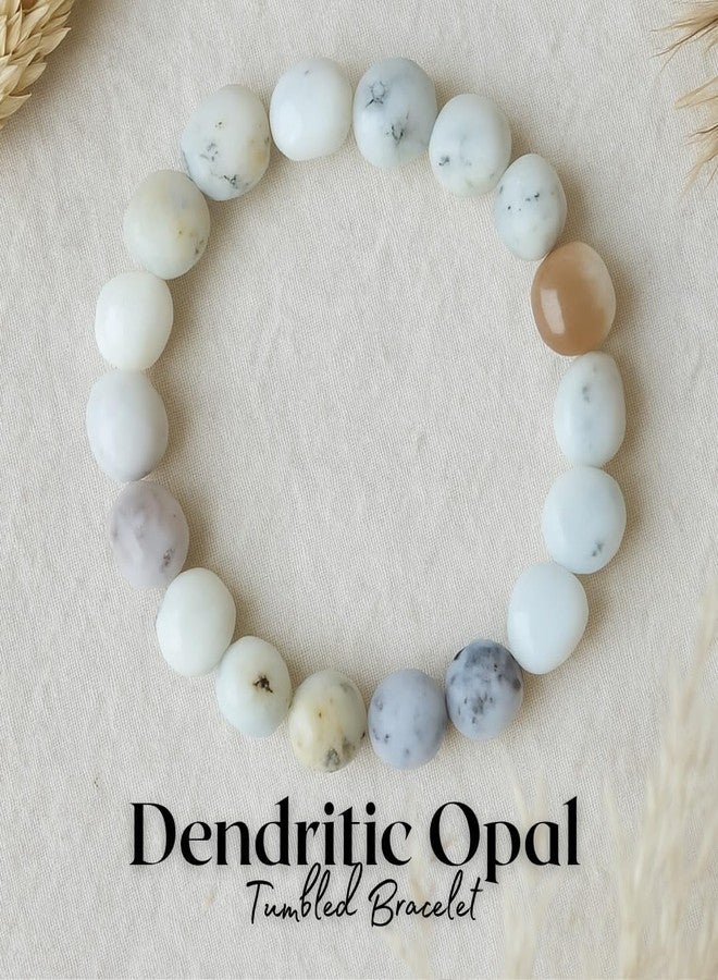 ARE - Aeora Rocks : Dendritic Opal Tumbled Bracelet for Manifestation, Meditation and Reiki Healing and Good Luck - For Men and Women (Tumble Size: 12-15 mm Approx) - Image 2