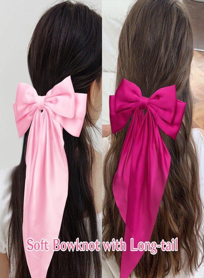 ANBALA Hair Bows for Women, 4 PCS Pink Hair Bows,Hot Pink Hair Clips, Cute Hair Clips for Girls Valentines Day Accessories - Image 2