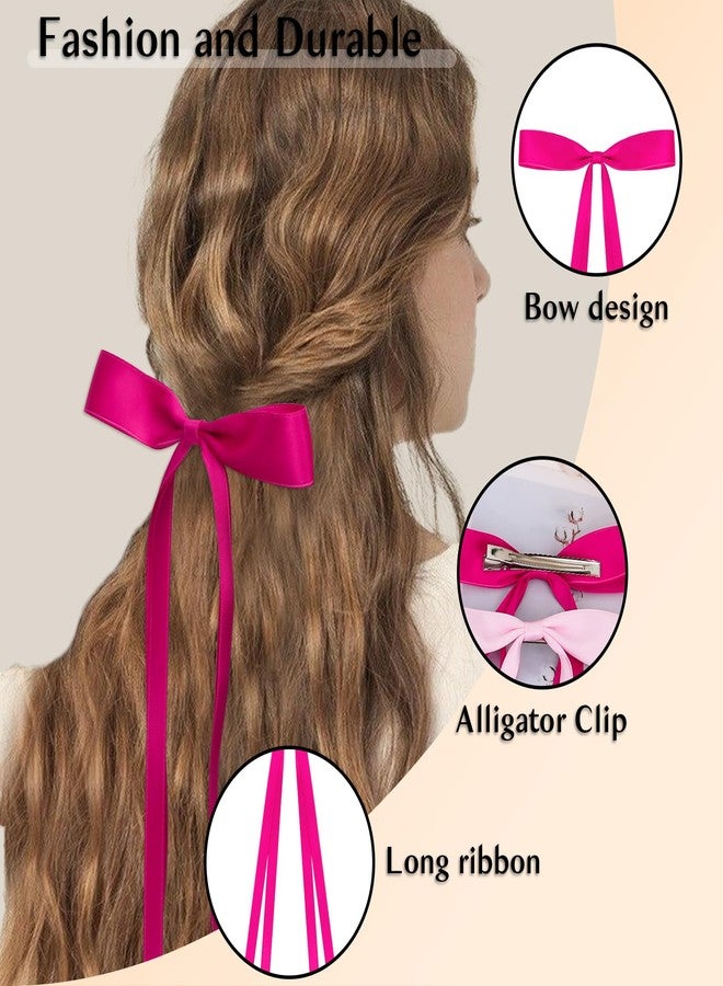 ANBALA Hair Bows for Women, 4 PCS Pink Hair Bows,Hot Pink Hair Clips, Cute Hair Clips for Girls Valentines Day Accessories - Image 4