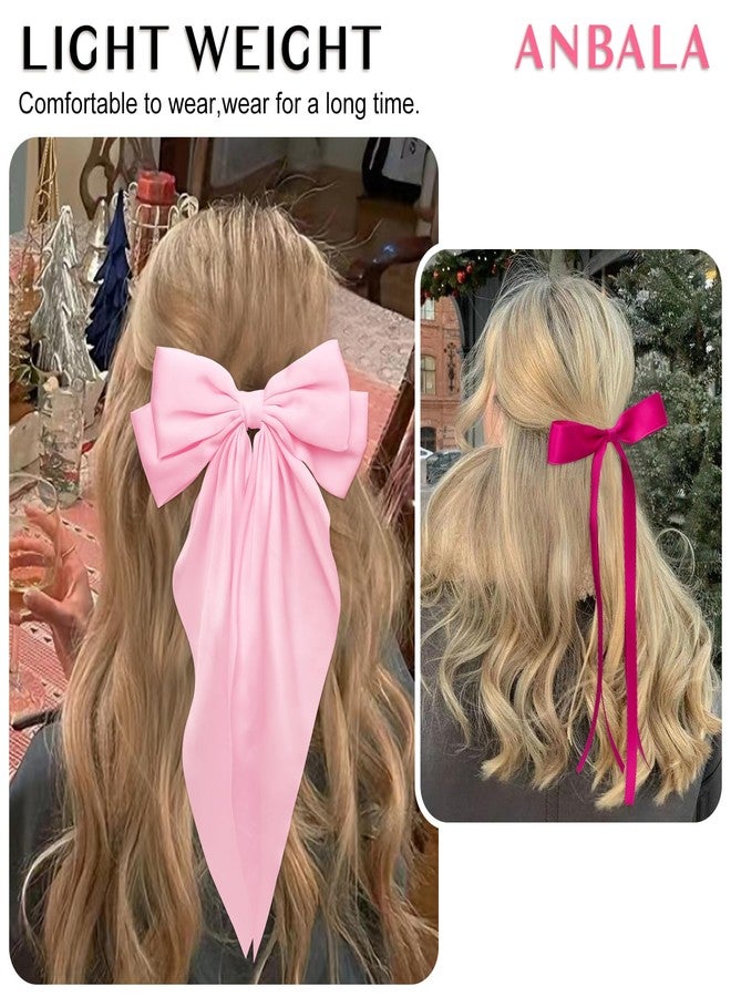 ANBALA Hair Bows for Women, 4 PCS Pink Hair Bows,Hot Pink Hair Clips, Cute Hair Clips for Girls Valentines Day Accessories - Image 3