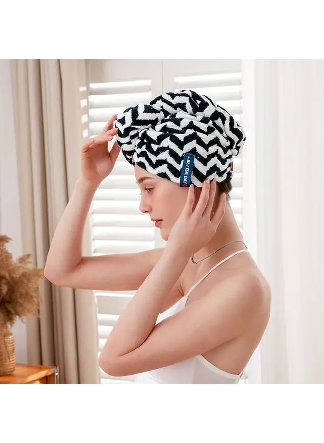 Quick Dry Striped Hair Wrap Turban Yangjin Blue Soft Absorbent Low Linting Heavy Duty 295gsm Hair Cap for Post Shower Gym Spa Travel Men Women Bathroom Home Essentials Modern Stylish Hair Care - Image 5