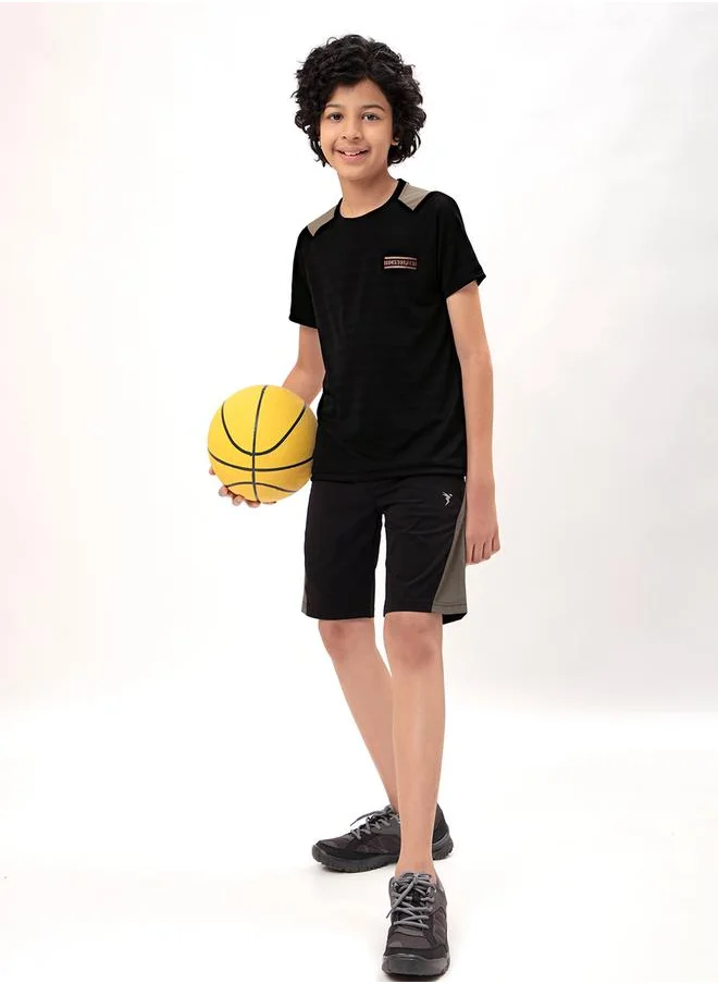Technosport Contrast Panel Round Neck Slim Fit T-Shirt by Styli