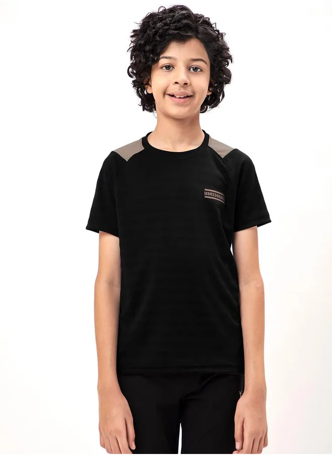 Technosport Contrast Panel Round Neck Slim Fit T-Shirt by Styli