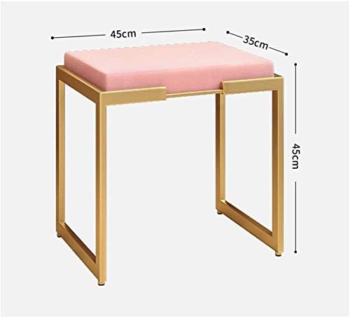 Generic Indian Decor. 46667 Stools,Beauty Vanity Stool Bedroom Dressing Table Stool Footstool Gold Metal Legs Modern Pouffe Upholstered Seat, 45 X 35 X 45Cm, Pink - Image 3