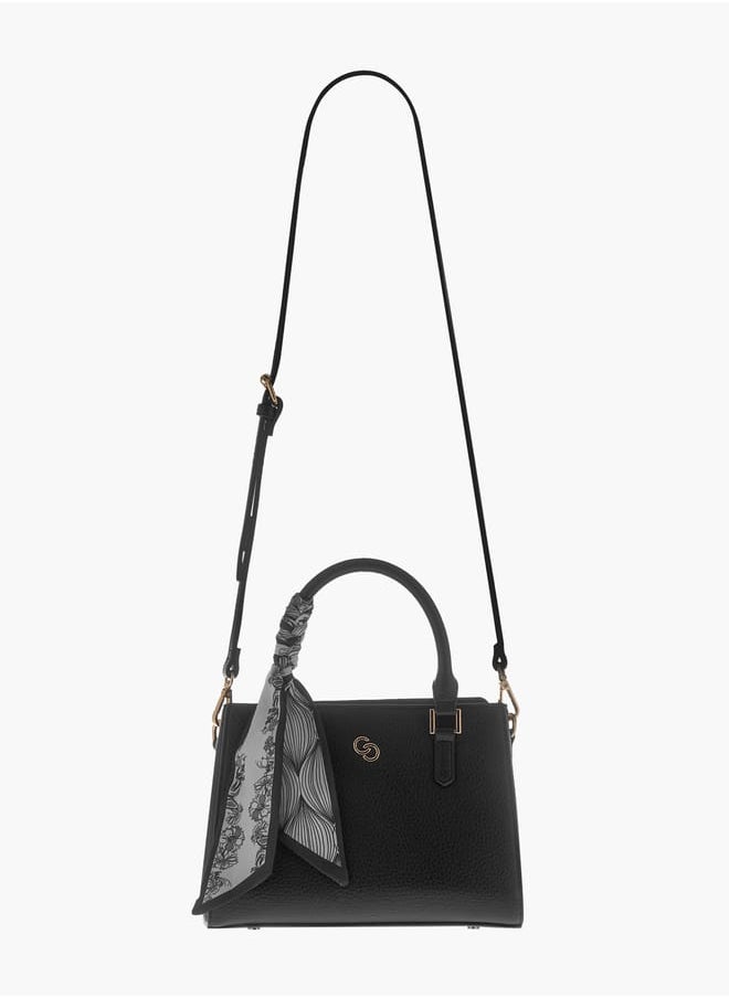 Celeste - Womens Textured Tote Bag With Scarf Detail And Zip Closure - Image 1