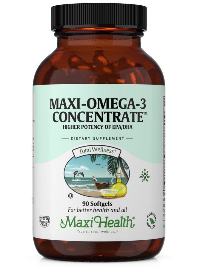 Omega 3 Supplement - Omega-3 Fish Oil Concentrate - Higher Potency Source of EPA/DHA Fatty Acids - Heart, Brain & Joint Health - Kosher Certified Wild Caught Marine Fish - 90 Vegetarian Softgels