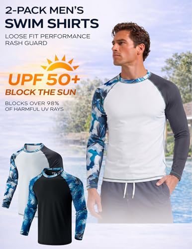 Liberty Pro 2 Pack Men’s Rash Guard Long Sleeve Swim Shirts UPF 50+ Sun Protection – Quick Dry Lightweight UV Fishing Surf Shirt (Set 5, 3X-Large) - Image 5