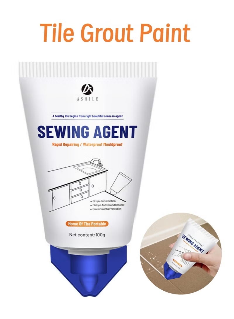 ASHILE Tile Grout Paint, Cement Crack Filler, Grout Sealer for Shower Tile Floor Tile for Filling Cracks and Gaps in Tile Surfaces, Easy and Safe to Use (White) - 100g - Image 1