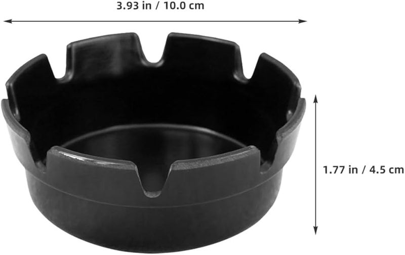 4pcs Black Plastic Ashtrays with 8 Slots Fireproof for Indoor Outdoor Home Office Patio - Image 3