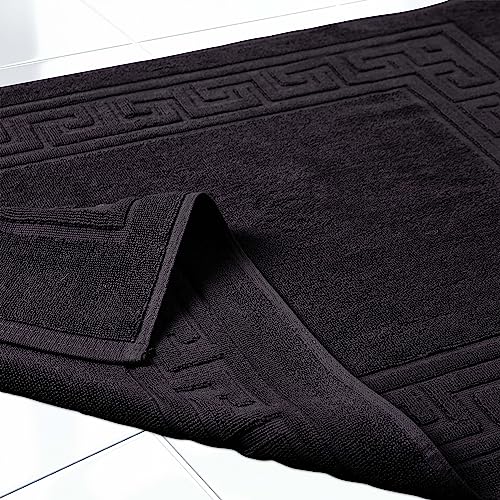 Superior Heavyweight Cotton Bath Mats, Bath Rugs For Bathroom Accessories, Washable Rug For Shower, Bath, Toilet, Modern Decor, No Backing, Luxury Hotel And Spa Quality, Set of 2, 22" x 35", Black - Image 5