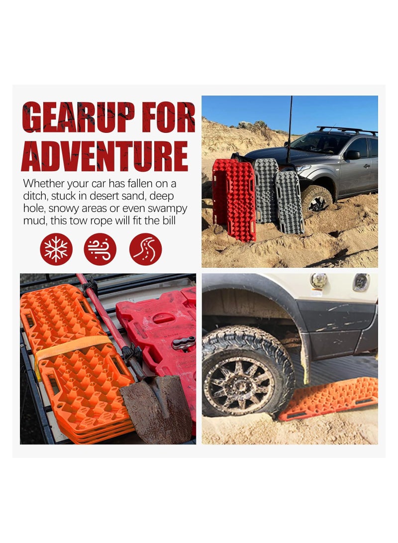 KASTWAVE Off-Road Board, Anti Sinking Plate Traction Boards with Jack Base, 1 Pair Recovery Tracks 4X4 car Truck Tire Traction Mat with Bag -Sand, Mud, Snow Ladder Ramps (Orange) - Image 2