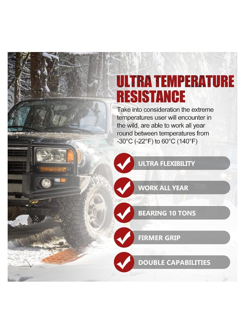 KASTWAVE Off-Road Board, Anti Sinking Plate Traction Boards with Jack Base, 1 Pair Recovery Tracks 4X4 car Truck Tire Traction Mat with Bag -Sand, Mud, Snow Ladder Ramps (Orange) - Image 3