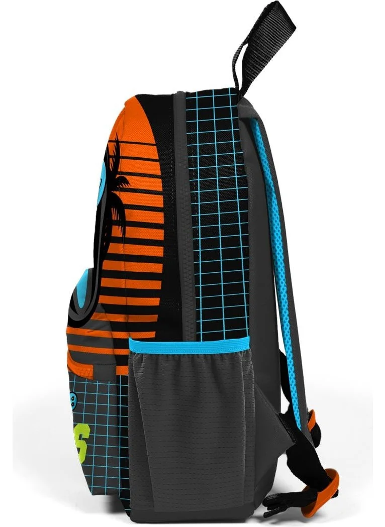 CORAL HIGH Mini Nest Backpack Gray Orange Gamer Patterned Two Compartments 23546