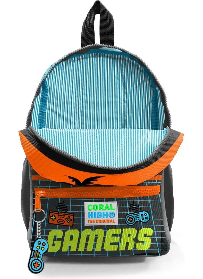 CORAL HIGH Mini Nest Backpack Gray Orange Gamer Patterned Two Compartments 23546