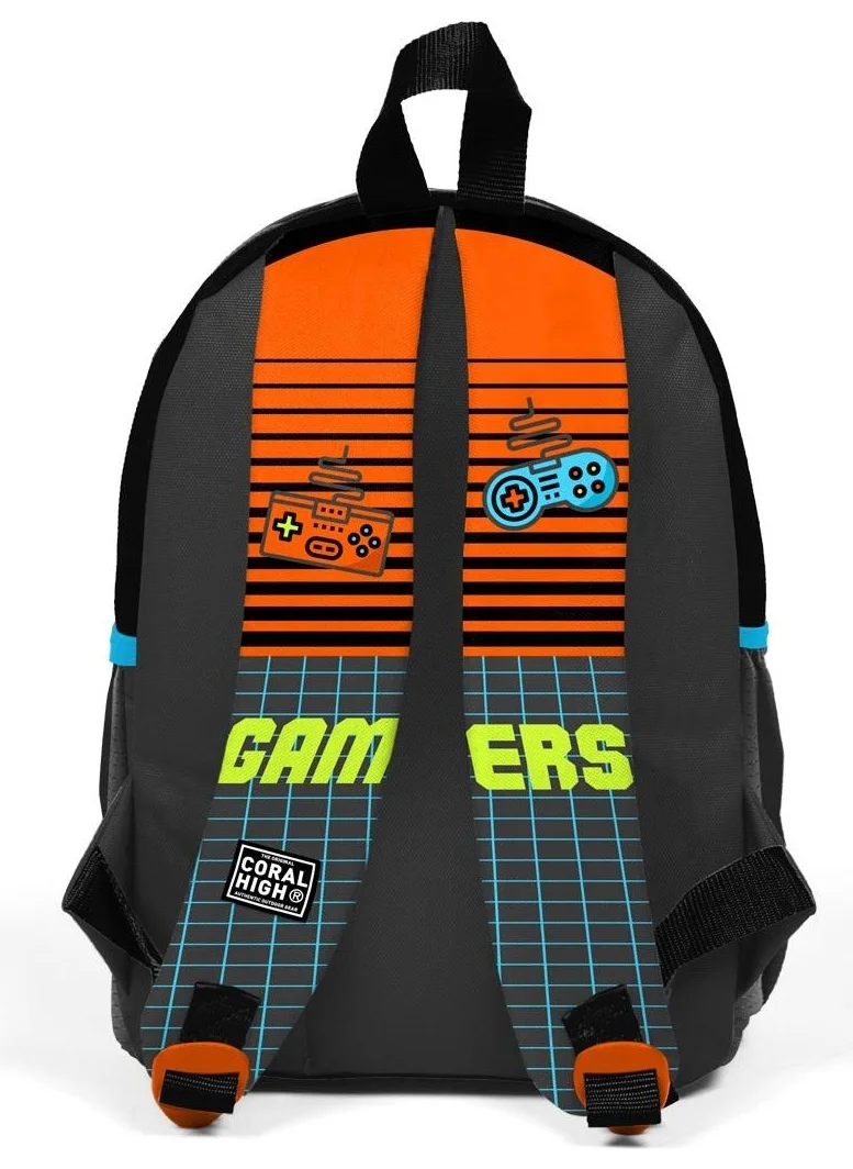 CORAL HIGH Mini Nest Backpack Gray Orange Gamer Patterned Two Compartments 23546