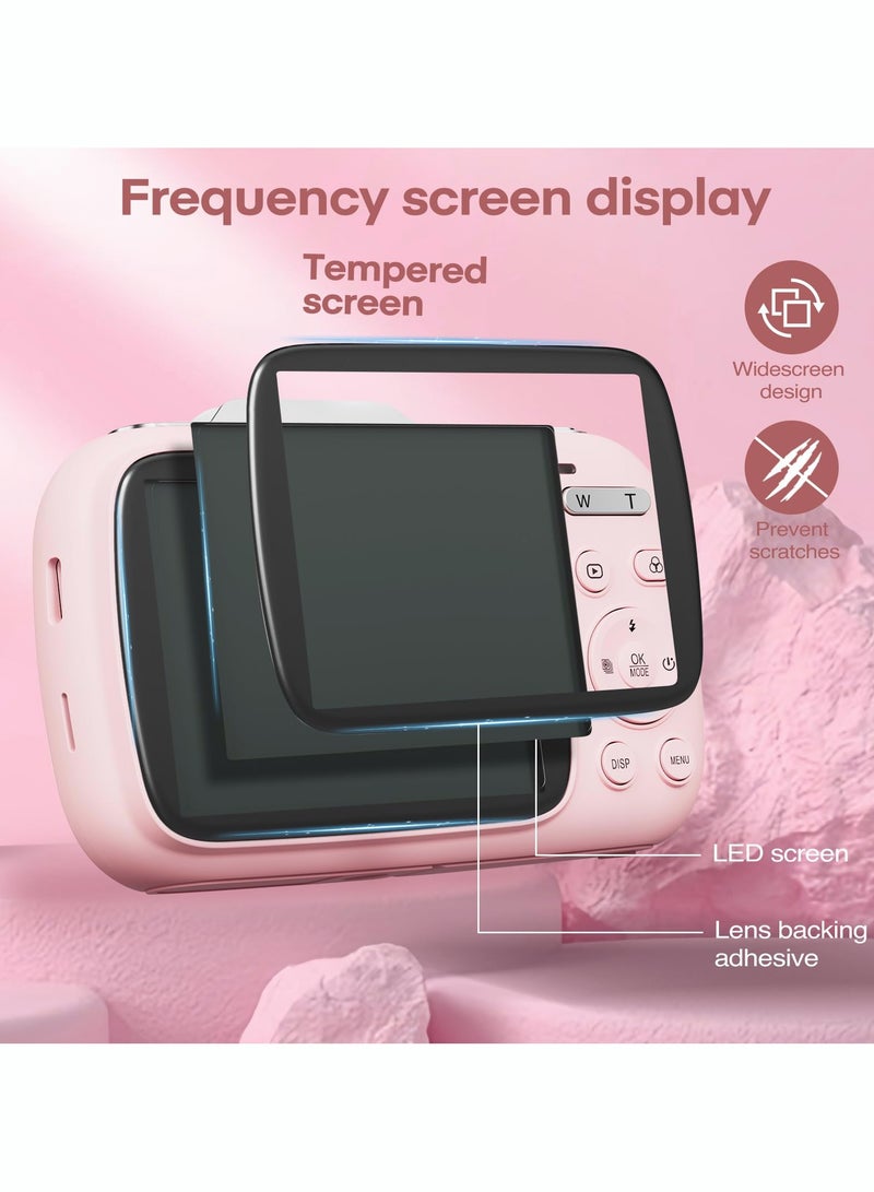 Milatech Digital Camera,5K Cameras for Photography, 64MP UHD Portable Vlogging Camera,18X Zoom Travel Point and Shoot Camera with 32GB TF Card, For Beginners Teen - Pink - Image 3