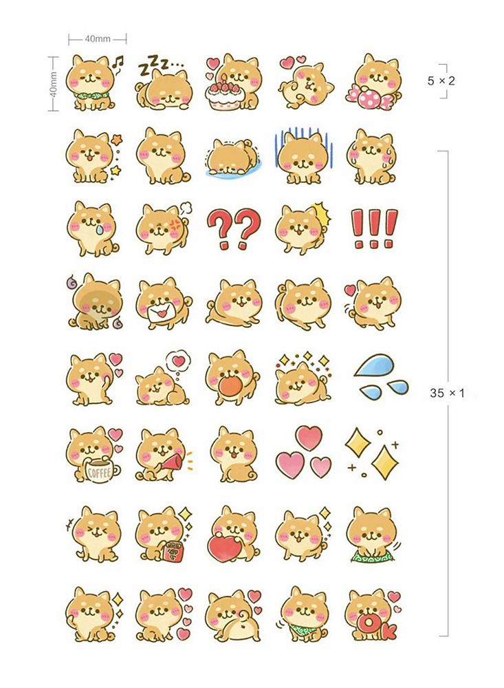 Excefore Cute Pet Shiba Inu Doggy Stickers DIY Decoration Adhesive Paper Dogs Stickers(45 Pcs, 2 Box) - Image 5