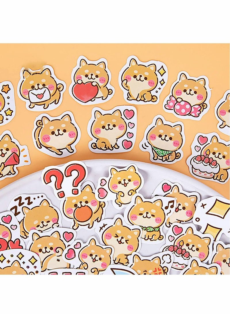 Excefore Cute Pet Shiba Inu Doggy Stickers DIY Decoration Adhesive Paper Dogs Stickers(45 Pcs, 2 Box) - Image 1